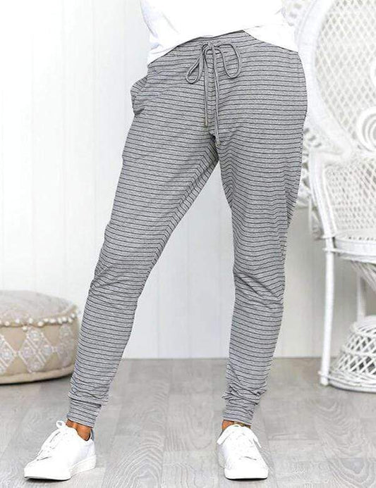 Casual Comfort Belt Stipped Pants