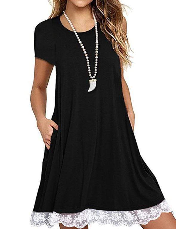 Round Neck  Patch Patchwork Shift Dress