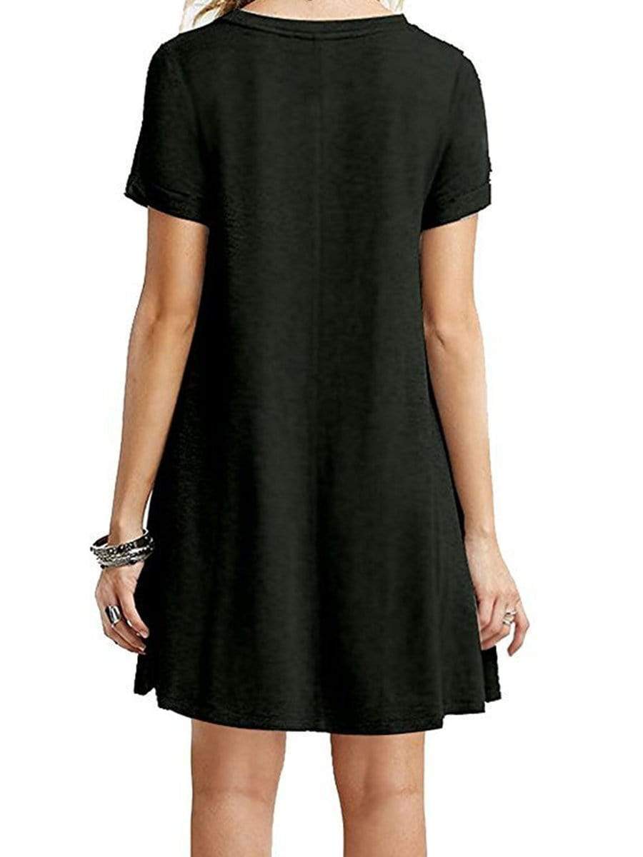 Round Neck  Plain Shift Dress