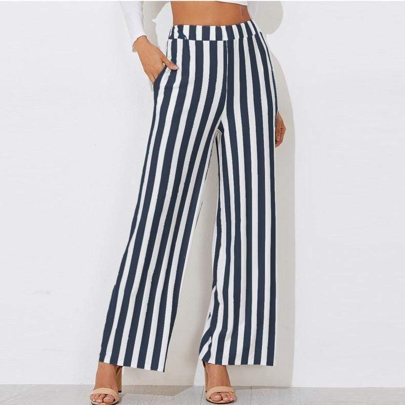 Casual Stripe Wide Leg Trouser Pants