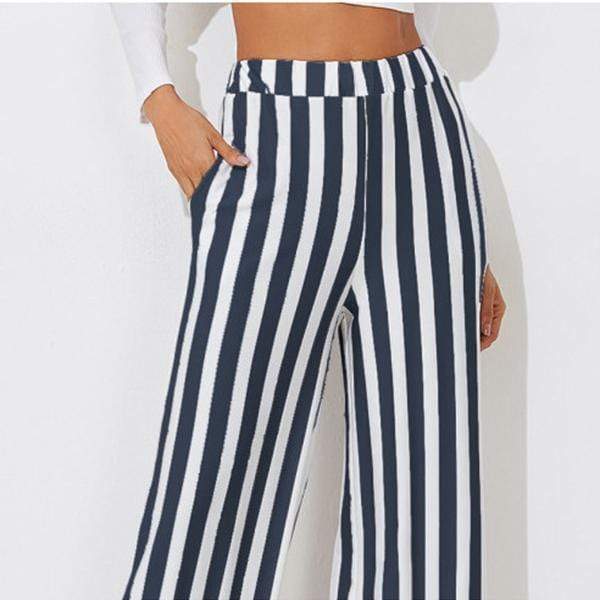 Casual Stripe Wide Leg Trouser Pants