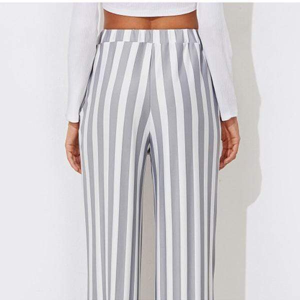 Casual Stripe Wide Leg Trouser Pants