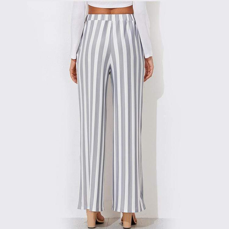 Casual Stripe Wide Leg Trouser Pants