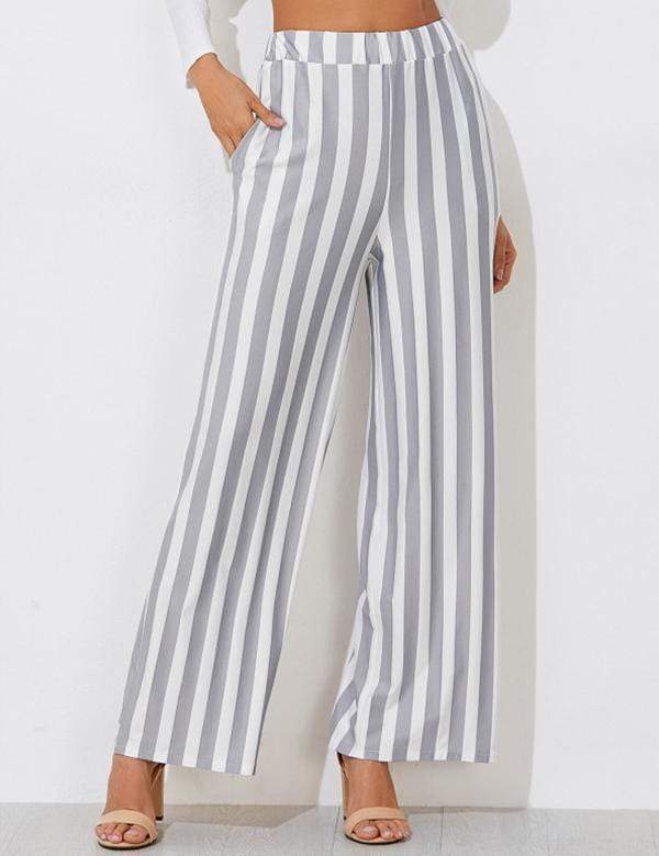 Casual Stripe Wide Leg Trouser Pants