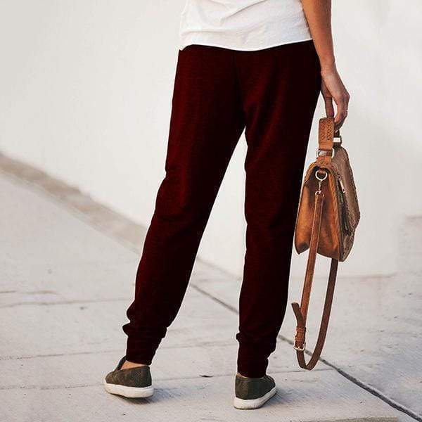 Elastic Waist Solid Color Pants