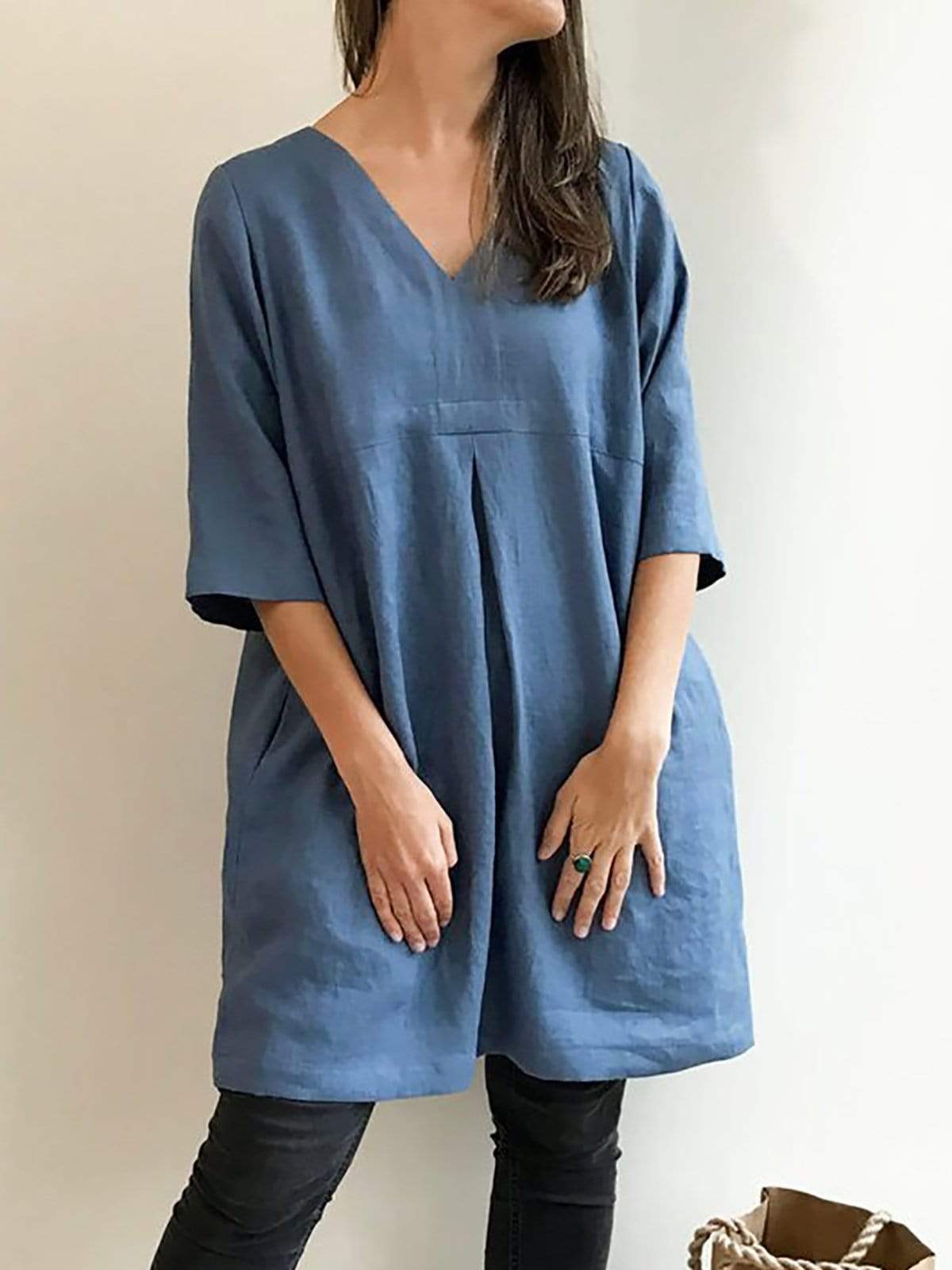 Casual Shift 3/4 Sleeve Mini Dress