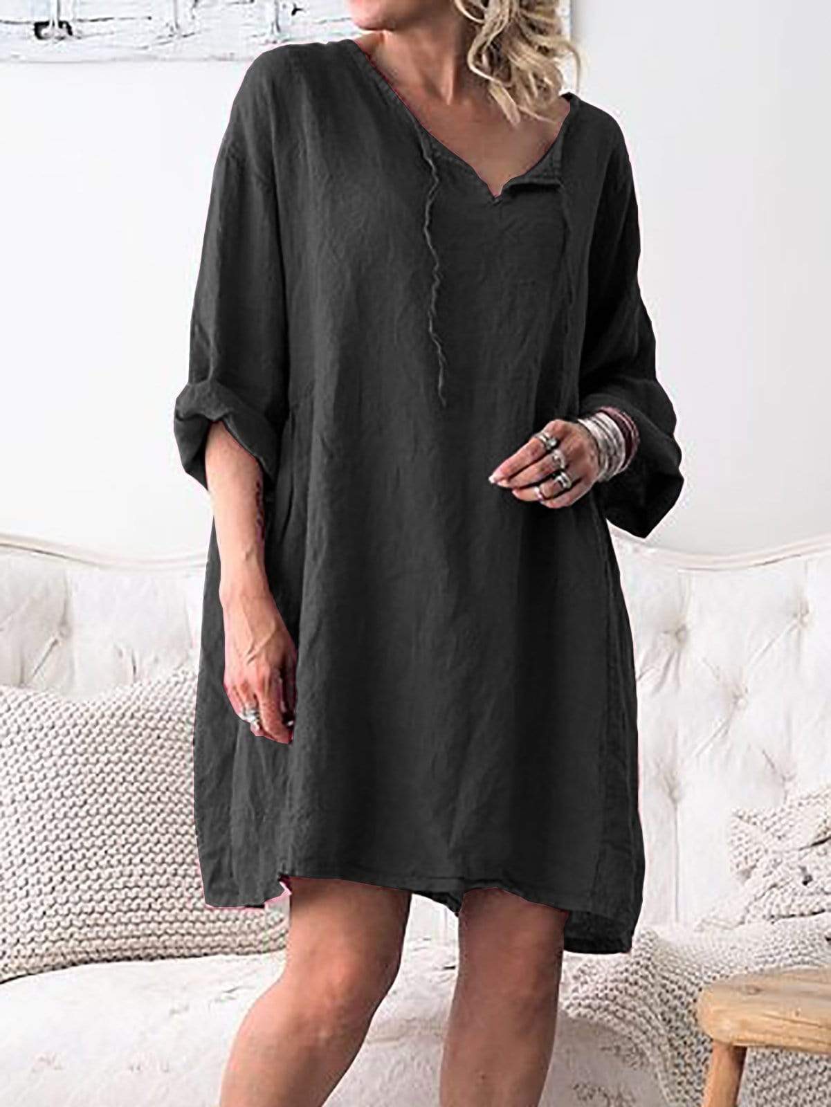 V Neck Women Shift Daytime Casual Solid Dresses