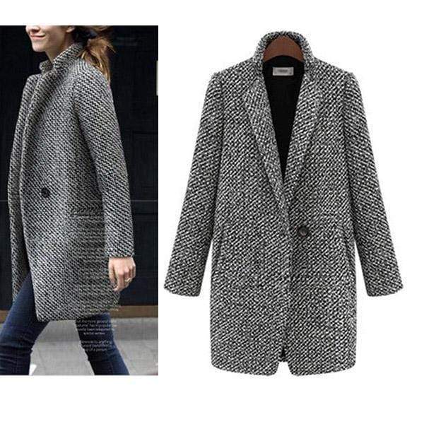 Elegant Houndstooth Coat Slim Thick for Women