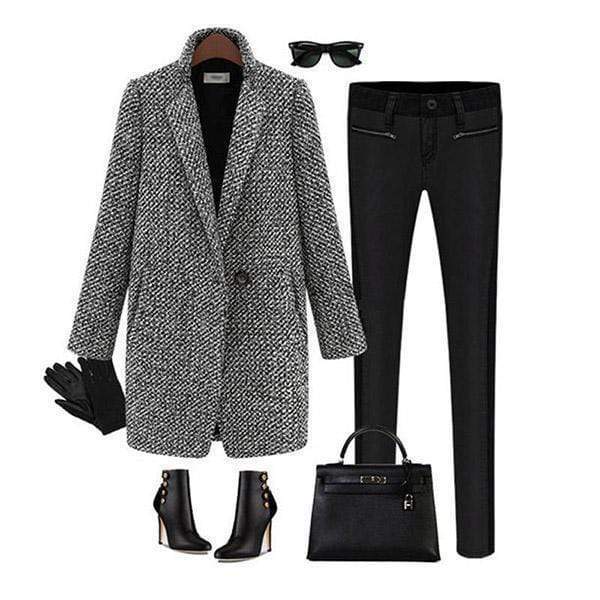 Elegant Houndstooth Coat Slim Thick for Women