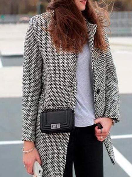 Elegant Houndstooth Coat Slim Thick for Women