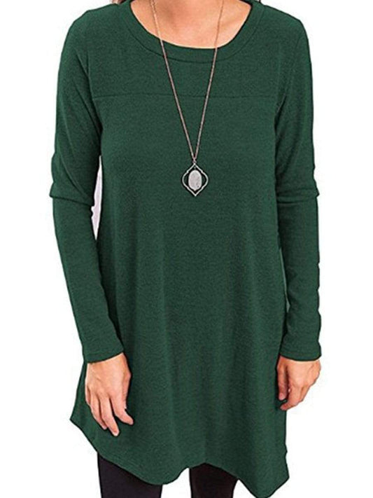 Round Neck  Single Breasted  Plain Shift Dress